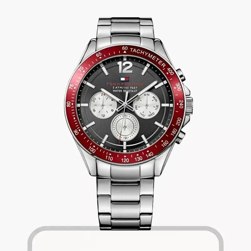 Tommy Hilfiger Luke Chronograph Red Bezel Men's Watch- 1791122